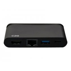 C2G USB C Dock with HDMI, USB, Ethernet, USB C & Power Delivery up to 100W - Estação de engate - USB-C / Thunderbolt 3 - HDMI -