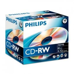 CD-RW Philips 700Mb 4x12x 80min Jewell Case Pack10