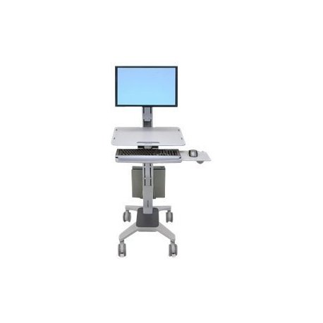 Ergotron WorkFit-C Single LD Sit-Stand Workstation - Carrinho - para ecrã LCD/equipamento PC - cinza - tamanho de tela: até 30"