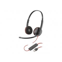 Poly Blackwire C3220 - Blackwire 3200 Series - auscultadores - no ouvido - com cabo - cancelamento de ruído activo - USB-A - pr