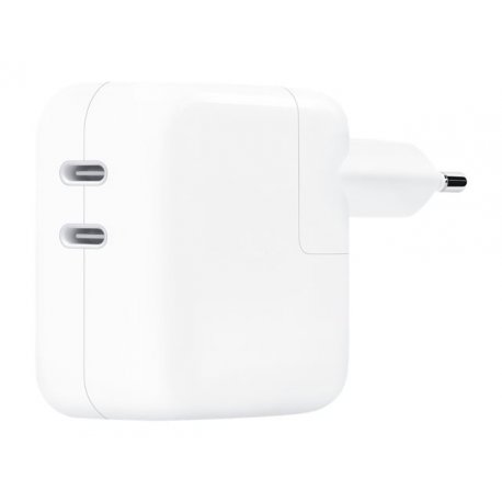 Apple 35W Dual USB-C Port Power Adapter - Adaptador de alimentação - 35 Watt - conectores de saída: 2 MNWP3ZM/A