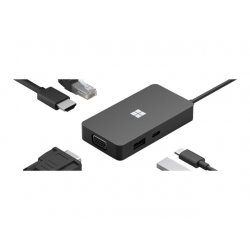 Microsoft USB-C Travel Hub - Estação de engate - USB-C - VGA, HDMI - 1GbE - comercial 1E4-00003