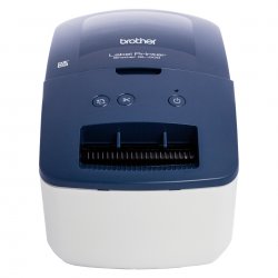 Brother QL-600B - Impressora de etiquetas - térmico direto - Rolo (6,2 cm) - 300 x 300 ppp - até 71 mm/ s - USB 2.0 - azul-bran