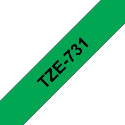 Brother TZe-731 - Preto em verde - Rolo (1,2 cm x 8 m) 1 cassete(s) fita laminada - para Brother PT-D210, D600, H110, P750, P-T