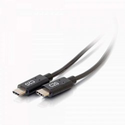 C2G 1.8m (6ft) USB C Cable - USB 2.0 (3A) - M/M USB Type C Cable - Black - Cabo USB - 24 pin USB-C (M) para 24 pin USB-C (M) - 