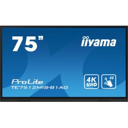 iiyama ProLite TE7512MIS-B1AG - 75" Classe Diagonal (74.5" visível) ecrã LCD com luz de fundo LED - sinalização digital interat