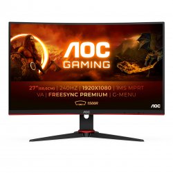 AOC Gaming C27G2ZE/BK - G2 Series - monitor LED - gaming - curvo - 27" (27" visível) - 1920 x 1080 Full HD (1080p) @ 240 Hz - V