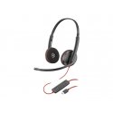 Poly Blackwire C3220 - Blackwire 3200 Series - auscultadores - no ouvido - com cabo - USB-C - preto - Certificado para Skype, C