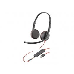 Poly Blackwire C3225 - Blackwire 3200 Series - auscultadores - no ouvido - com cabo - macaco de 3,5 mm - preto - Certificado pa