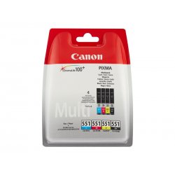Canon CLI-551 C/M/Y/BK Multipack - Pack de 4 - preto, amarelo, azul cyan, magenta - original - tanque de tinta - para PIXMA iP8