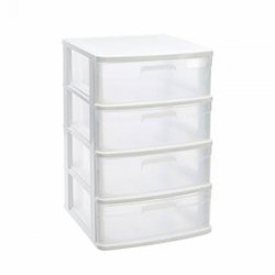 Bloco 4 Gavetas Plástico Sena 40x39x65cm Branco 6881123501