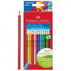 Lápis Cor Aguarelável 12un Cx Cartão Faber-Castell Grip 160112412