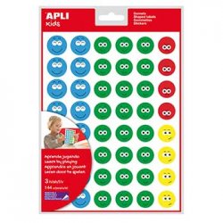 Etiquetas Redondas Apli Kids Cara Feliz Triste 144un APL14226
