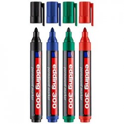 Marcador Médio Edding 300 1,5-3mm 4 Cores 4un 1301215
