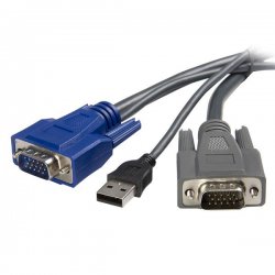 StarTech.com 6 ft Ultra-Thin USB VGA 2-in-1 KVM Cable (SVUSBVGA6) - Cabo de teclado / vídeo / rato (KVM) - USB, HD-15 (VGA) (M)