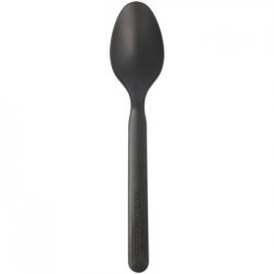 Colheres Sopa C-PLA Reutilizáveis 16cm Preto 100un 6621469