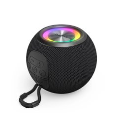 Coluna Portátil Bluetooth Ball Shape com LED Preto HAM188237