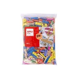 Mini Molas para Papeis Madeira 25x3mm Cores Sortidas 450un APL17449