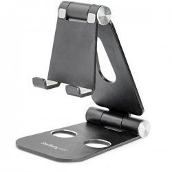 StarTech.com Phone and Tablet Stand, Foldable Universal Mobile Device Holder for Smartphones & Tablets, Adjustable Multi-Angle 
