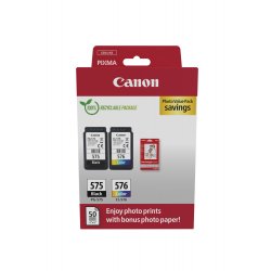 Canon PG-575/CL-576 Photo Paper Value Pack - Pack de 2 - preto, cor (ciano, magenta, amarelo) - original - caixa pendurada - ki