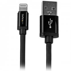 StarTech.com 2m (6ft) Long Black Apple® 8-pin Lightning Connector to USB Cable for iPhone / iPod / iPad - Charge and Sync Cable