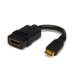 StarTech.com 5in Mini HDMI to HDMI Adapter, 4K High Speed HDMI Adapter, 4K 30Hz Ultra HD High Speed HDMI Adapter, HDMI 1.4, Gol