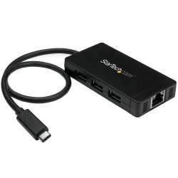 StarTech.com 3 Port USB C Hub with Ethernet - USB-C to 3x USB-A w/ Power Adapter & Gigabit Ethernet - Thunderbolt 3 Compatible 