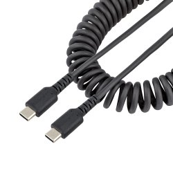 StarTech.com 20in (50cm) USB C Charging Cable, Coiled Heavy Duty Fast Charge & Sync USB-C Cable, High Quality USB 2.0 Type-C Ca