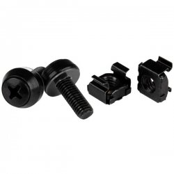 StarTech.com M6 x 12mm Screws and Cage Nuts - 100 Pack - M6 Mounting Screws and Cage Nuts for Server Rack and Cabinet - Black (