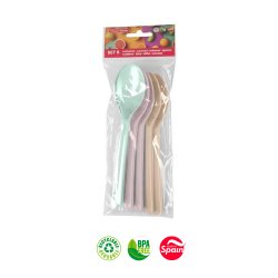 Colheres Plástico Reutilizáveis 26cm Sortido 6un 6621486