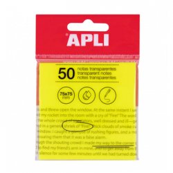 Bloco Notas Aderentes 075x075mm Apli Amarelo Transp 50Fls APL19569