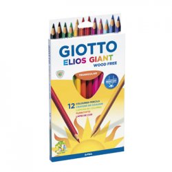 Lápis Cor 12un Cx Cartão Giotto Elios Giant 18cm 160221500