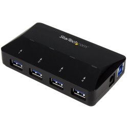 ST53004U1C StarTech.com Concentrador USB 3.0 de 4 portas mais porta de carregamento dedicada - 1 x porta 2,4A - Switch de compa