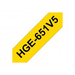 HGE651V5 Brother HGE-651V5 - Preto em amarelo - Rolo (2,4 cm x 8 m) 5 cassete(s) fita laminada - para P-Touch PT-9500pc, PT-970