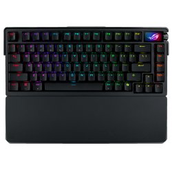 90MP03MA-BKUA01 ASUS ROG Azoth - Teclado - 75% - compact - com ecrã OLED - retroiluminado - sem fios - 2.4 GHz, Bluetooth 5.1, 
