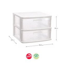 Bloco 2 Gavetas Plástico Sena 38,5x40x34cm Branco 6881123301
