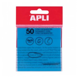 Bloco Notas Aderentes 075x075mm Film Apli Azul Transp 50Fls APL19571