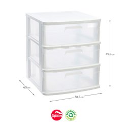 Bloco 3 Gavetas Plástico Sena 38,5x40x49,5cm Branco 6881123401