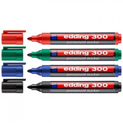 Marcador Médio Edding 300 1,5-3mm 4 Cores 4un 1301215