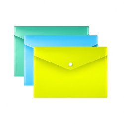 Bolsa Envelope A4 Fecho Botão Plástico Sortido 3un 100AC1208