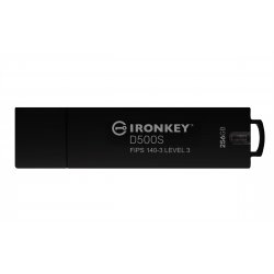 IKD500S/256GB Kingston IronKey D500S - Drive flash USB - encriptado - FIPS 140-3 Level 3 - 256 GB - USB 3.2 Gen 1 - Compatível 