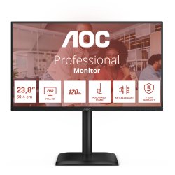 24E4CV AOC 24E4CV - Monitor LED - 24" (23.8" visível) - 1920 x 1080 Full HD (1080p) @ 120 Hz - IPS - 300 cd/m² - 1500:1 - 4 ms 