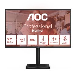 Q27E4CV AOC Q27E4CV - Monitor LED - 27" - 2560 x 1440 QHD @ 120 Hz - IPS - 350 cd/m² - 1500:1 - 4 ms - HDMI, DisplayPort, USB-C