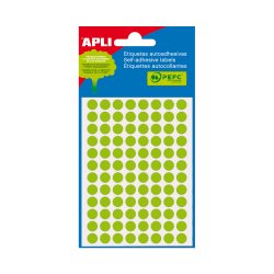 Etiquetas Redondas 08mm Verde Fluorescente Apli 2082 288un APL02082