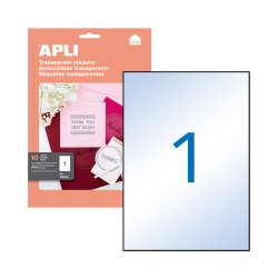 Etiquetas 210x297mm 10Fls A4 Transparente Apli 10un APL10053