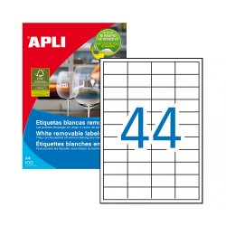 Etiquetas Removiveis 048,5x25,4mm 100 Folhas A4 4400un APLI3054