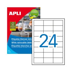 Etiquetas Removiveis 064,6x033,8mm 100Fls A4 2400un APLI3056