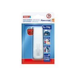 Gancho Retangular Adesivo Tesa Powerstrips 3Kg Branco 1561103