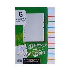 Separadores A4 Plástico Pestana Personalizável Cinzento 06un 1721030