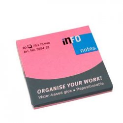 Bloco Notas Aderentes 075x075mm Rosa 80 Folhas 162565432